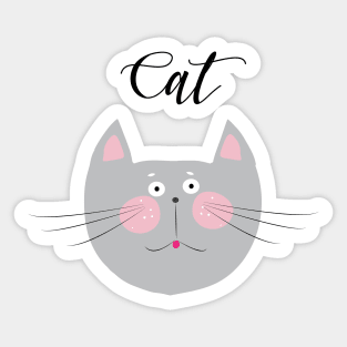 Cute Cat Illustration Lovely Kitten Poster Gifts for Girl Sticker